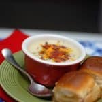 baked potato soup with hot ham and cheese sandwiches