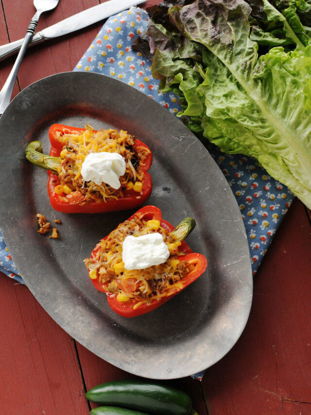 How to Make Southwest Stuffed Peppers - Two Lucky Spoons