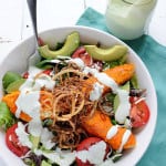 Buffalo Salad with Shoestring Fried Onions
