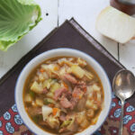 Ham and Cabbage Soup in a bowl