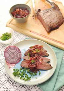 Flank Steak with Balsamic Red Onion Marmalade
