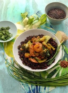 Shrimp and Chicken Stirfry with Black Rice