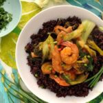 Shrimp and Chicken Stirfry with Black Rice