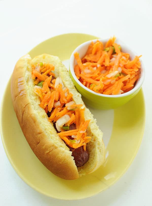 Hot Dogs 5 ways carrot relish