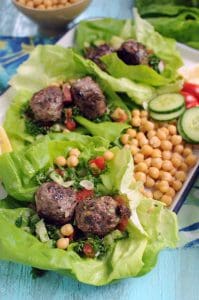 Moroccan Meatball Lettuce Wraps with Tabbouleh