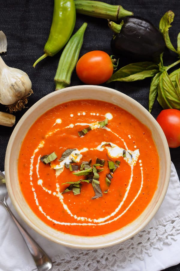 Oven Roasted Tomato Basil Soup
