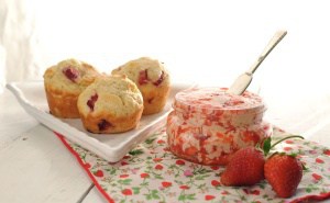 Strawberry Muffins with Whipped Strawberry Butter