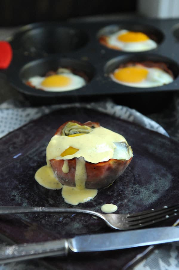 Muffin Tin Eggs Sardou with Quick Hollandaise