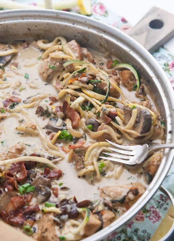 Chicken and Sundried Tomato Alfredo Zoodles