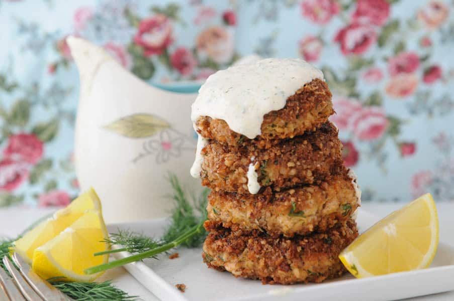 Low Carb Keto Salmon Patties with Remolaude