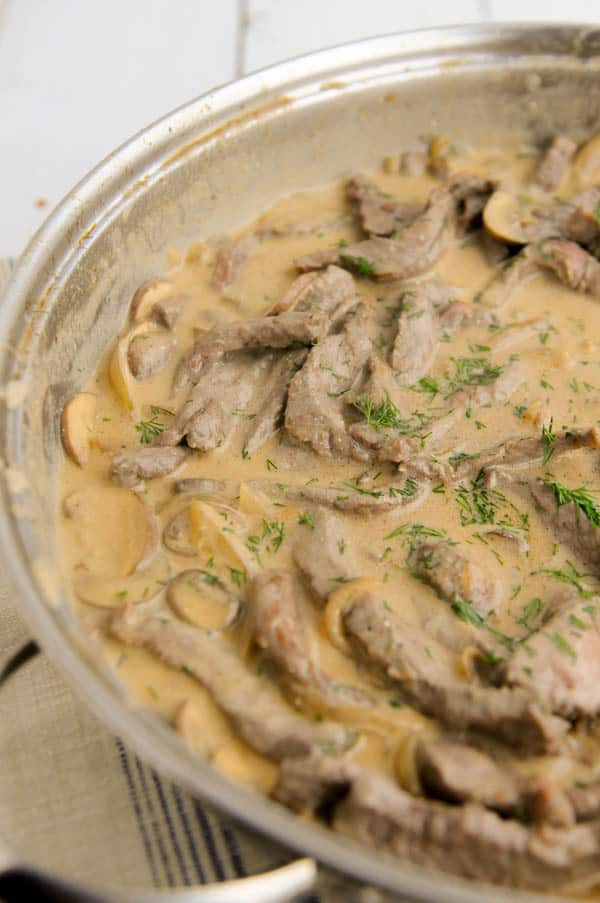 Easy Homemade Low Carb Beef Stroganoff Recipe with sour cream
