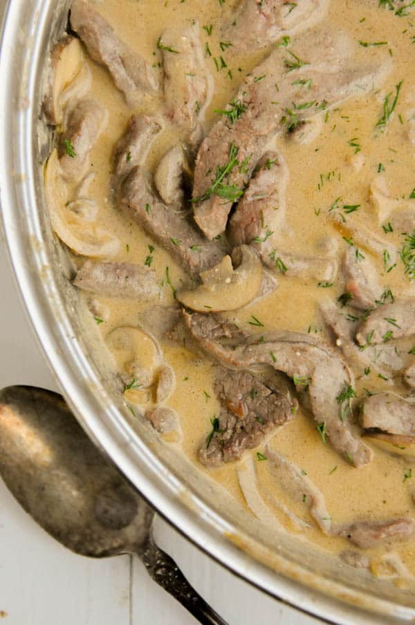 Easy Homemade Low Carb Beef Stroganoff with mushrooms