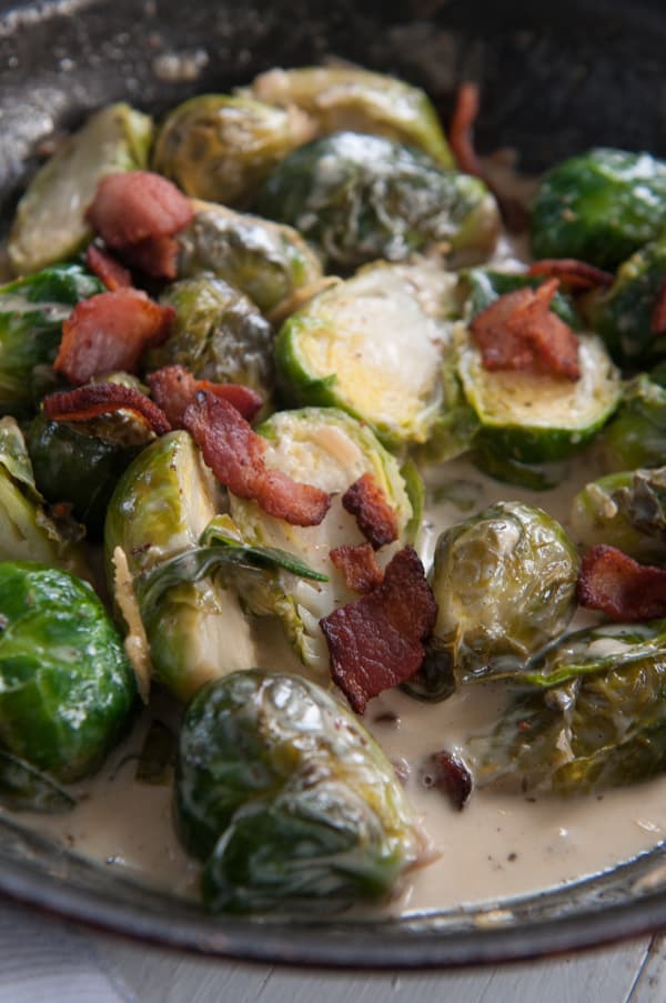 Brussels Sprouts in a Bacon Lemon Cream Sauce