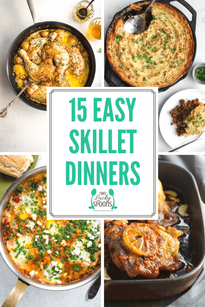 15 Easy Skillet Dinners pinterest graphic