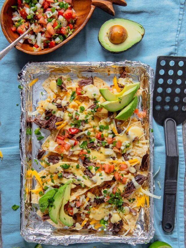 How to Make Shredded Beef Nachos - Two Lucky Spoons