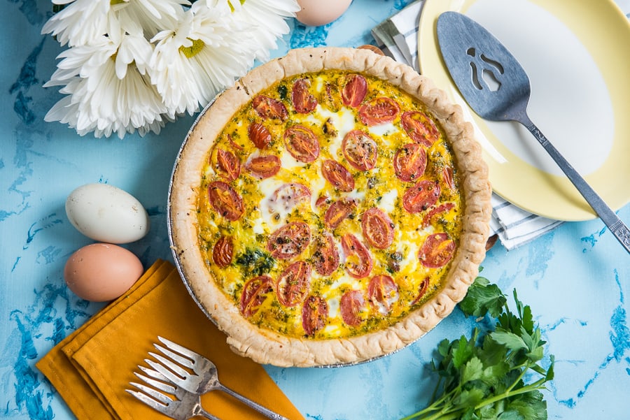 Bacon Spinach Quiche with Tomatoes