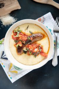 Cheddar Cheese Grits with Italian Sausage