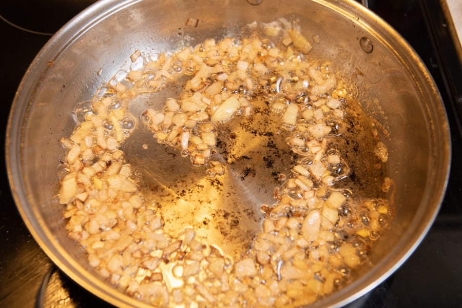 Saute onion in the butter and oil