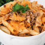 Best Cheesy BBQ Hamburger Pasta Casserole - Easy Ground Beef Dinner Recipe