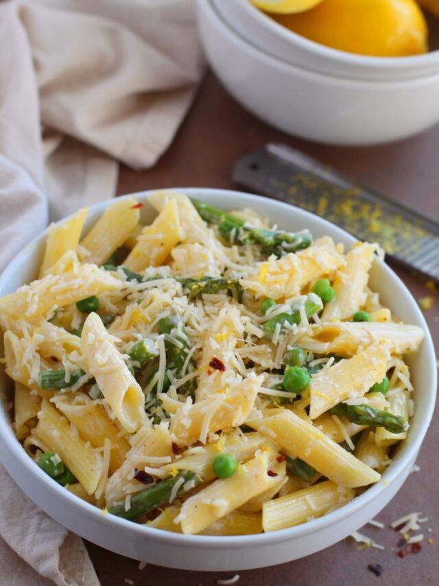 Easy Lemon Asparagus Pasta Recipe - Two Lucky Spoons